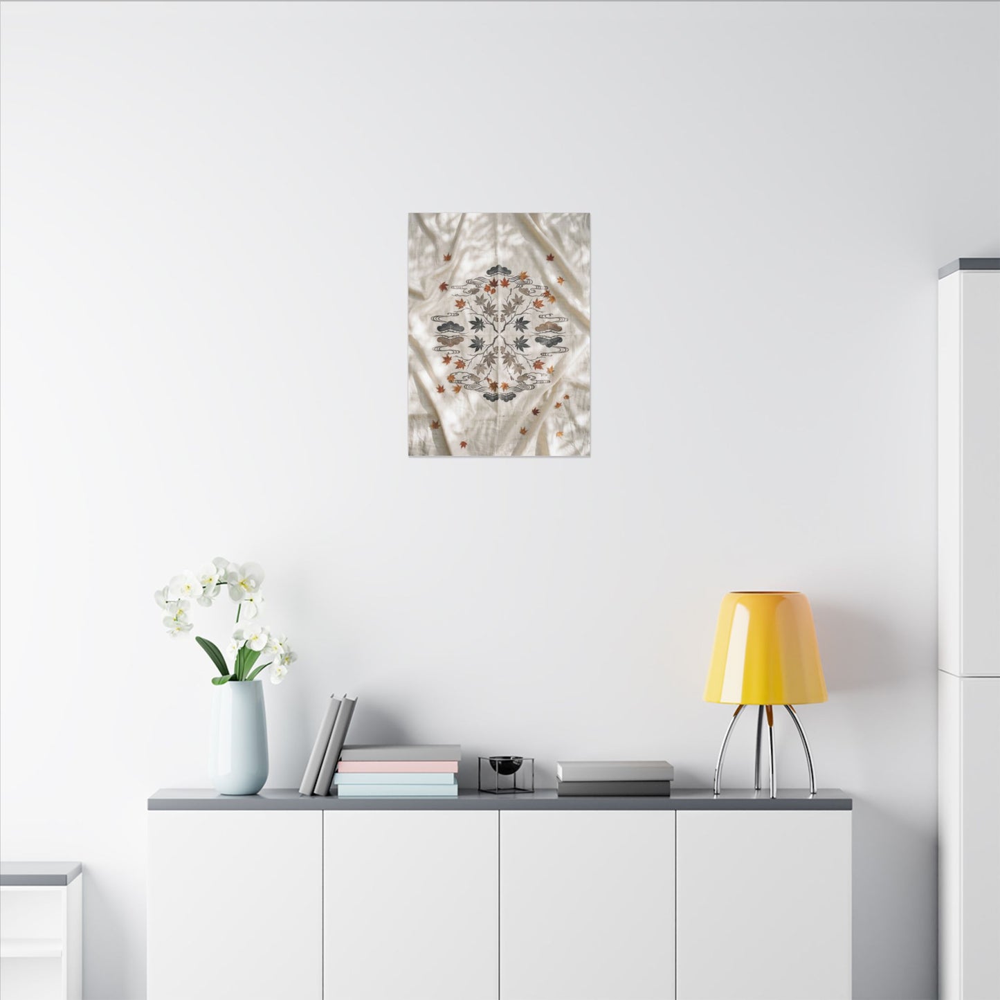 Elegant Silk Drape Canvas Art - Japanese Pattern Japandi