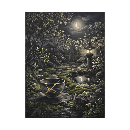 Kintsugi Moonlit Garden in Dappled | Gold Repair Canvas Art