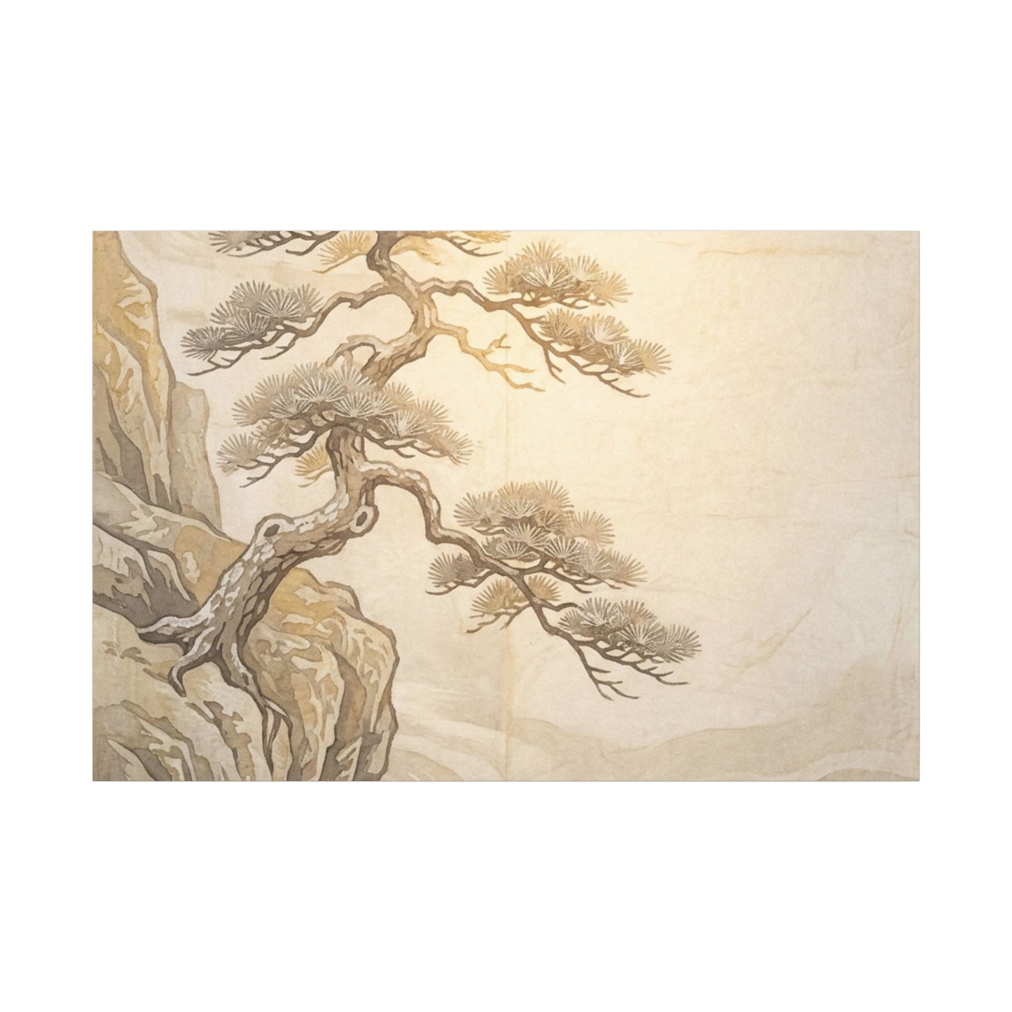 Winter Pine Tree Japanese Pattern Canvas Art | Elegant Decor