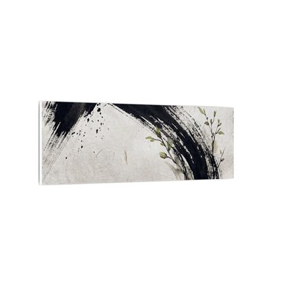 Ink Brushstroke Spring Canvas Art | Dark Japandi Sophisticated Design
