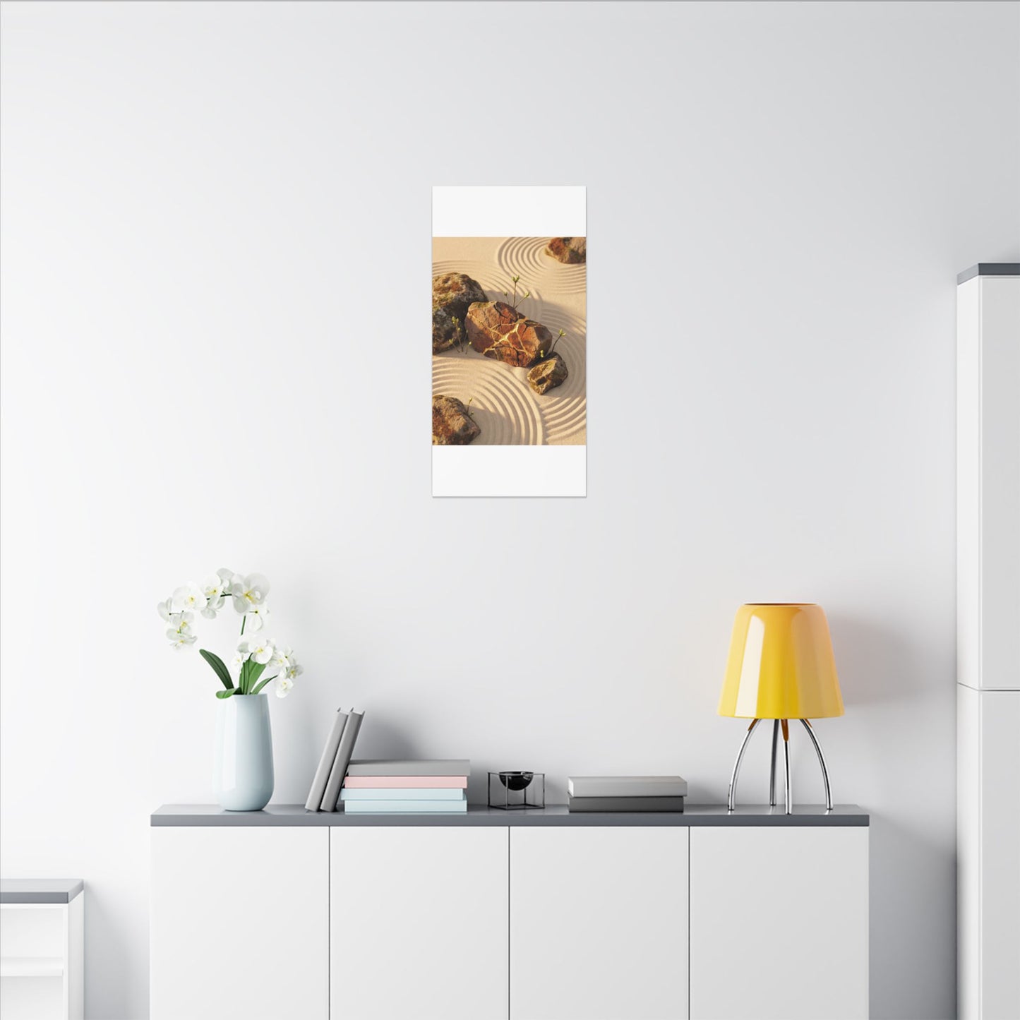 Kanso Rock Garden Canvas Art - Kintsugi Crackle Gold