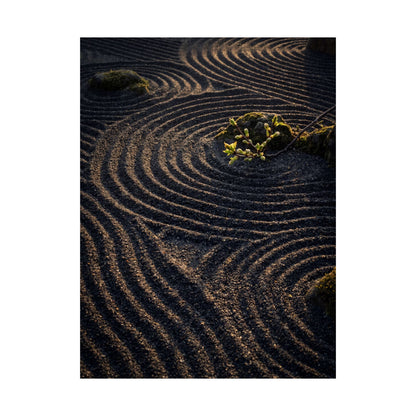 Rock Garden Shadow Zen Wall Art Print | Atmospheric Dark Japandi Art