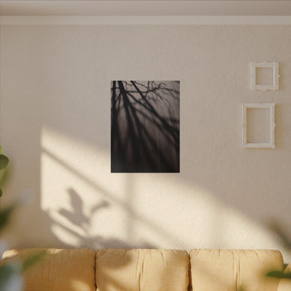 Dark Japandi Shadow Play in Dawn | Moody Minimal Canvas Art