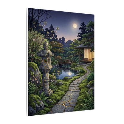 Spring Moonlit Garden Gold Vein Canvas Art | Resilient Decor