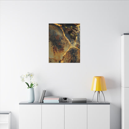 Datsuzoku Rust Patina Canvas Art - Kintsugi Crackle Gold