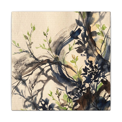 Ma Shadow Play Canvas Art - Dark Japandi Charcoal Ink
