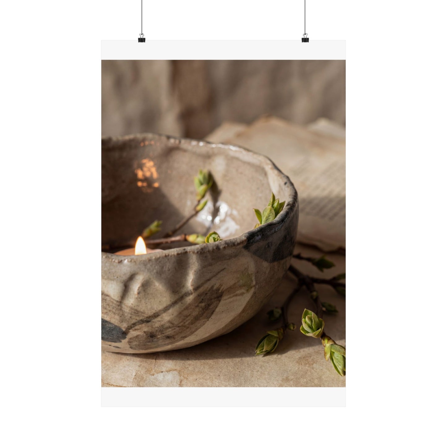 Ceramic Bowl Spring Wall Art Print | Japandi Neutral Design Art Print