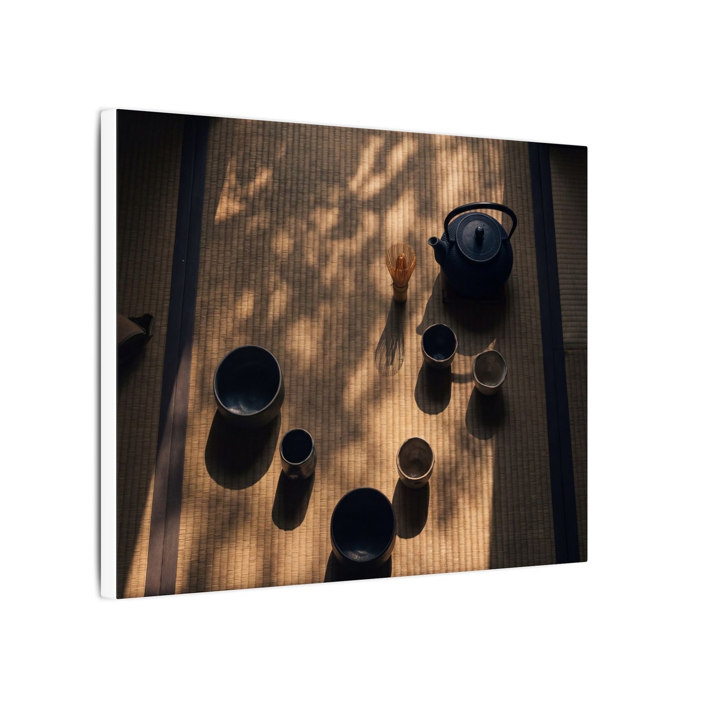 Shibui Tea Ceremony Canvas Art - Dark Japandi Shadow Zen