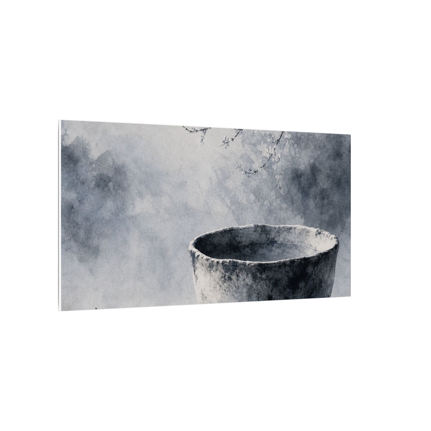 Seijaku Ceramic Bowl Canvas Art - Zen Sumi E