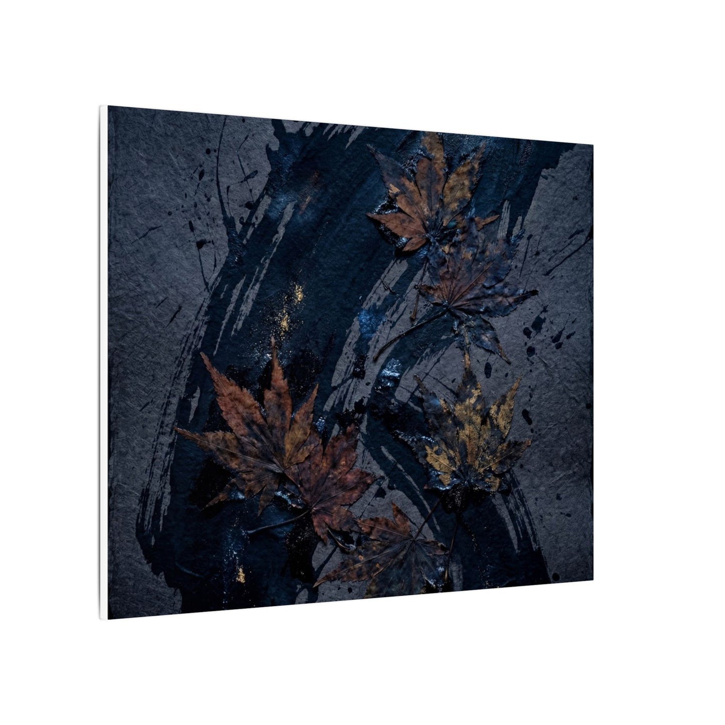 Sophisticated Ink Brushstroke Canvas Art - Dark Texture Dark Japandi