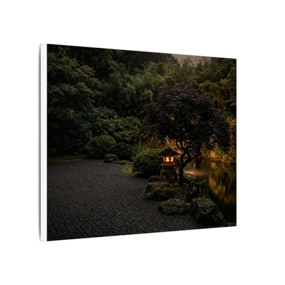 Dark Japandi Moonlit Garden in Golden Hour | Moody Minimal Canvas Art