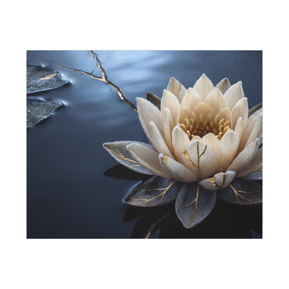Beautiful Lotus Flower Canvas Art - Gold Vein Kintsugi