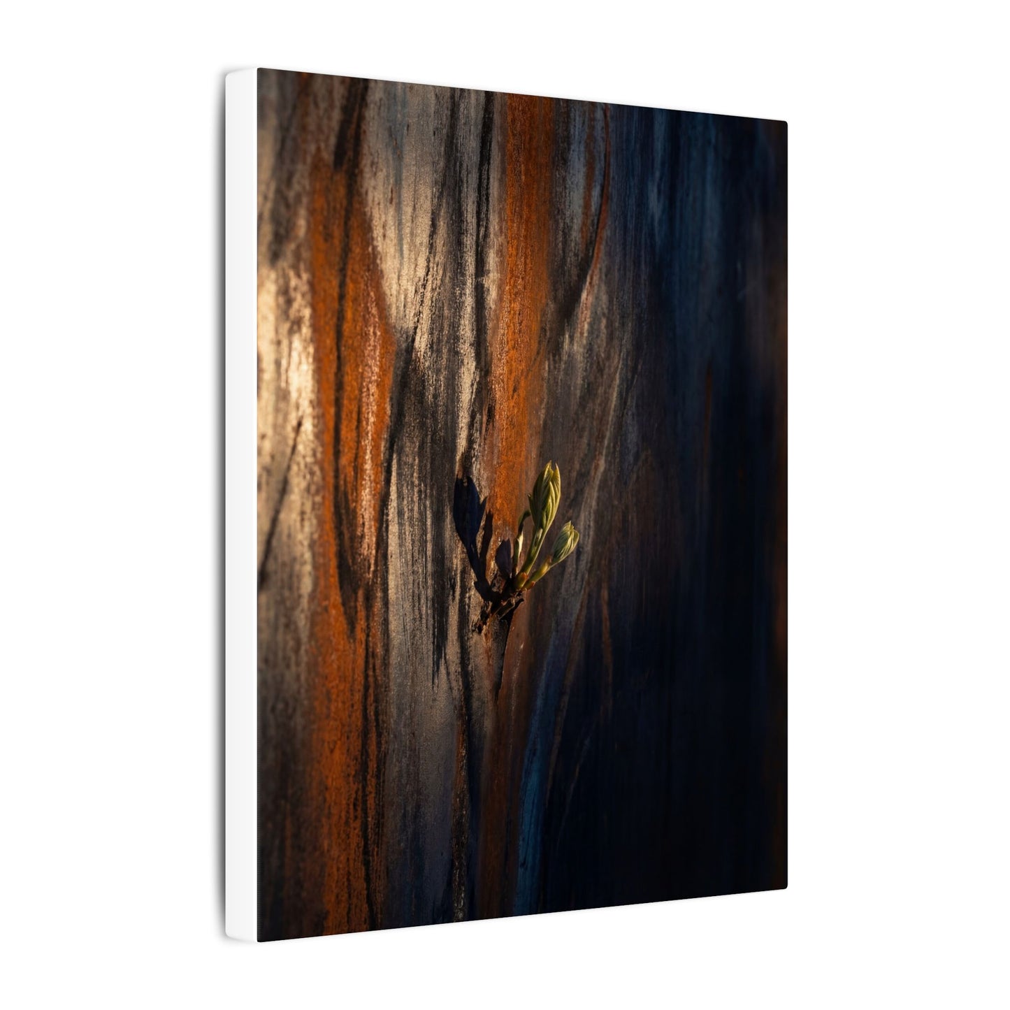 Rust Patina Charcoal Ink Canvas Art | Moody Dark Japandi Art