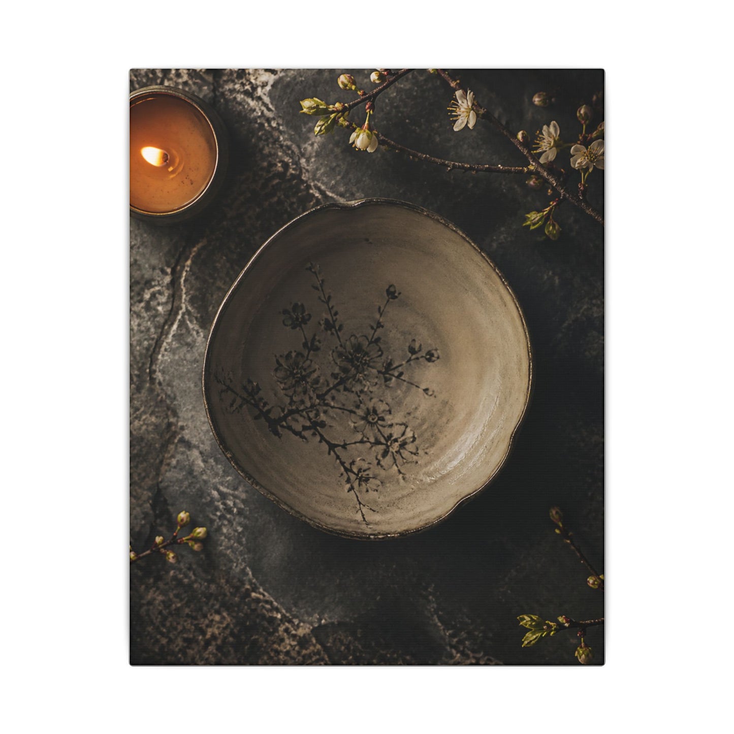 Ceramic Bowl Spring Canvas Art | Japandi Earthy Design