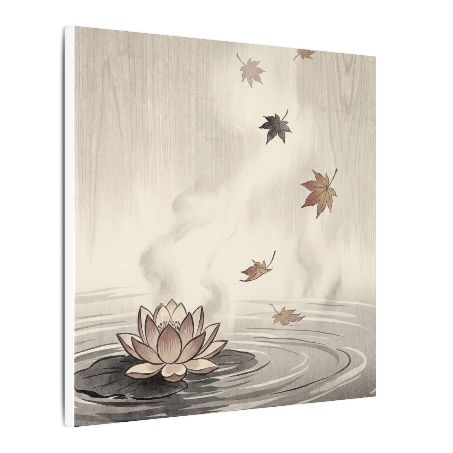 Lotus Flower Canvas Art | Autumn Zen Ukiyo E Inspired Art
