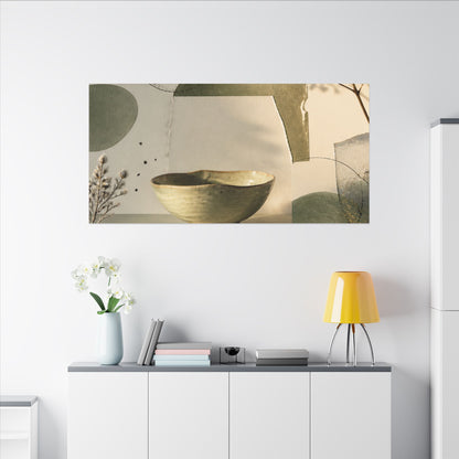 Warm Ceramic Bowl Canvas Art - Minimal Line Japandi