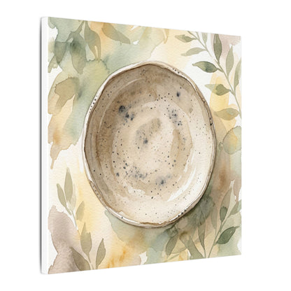 Ceramic Bowl Watercolor Canvas Art | Warm Japandi Art