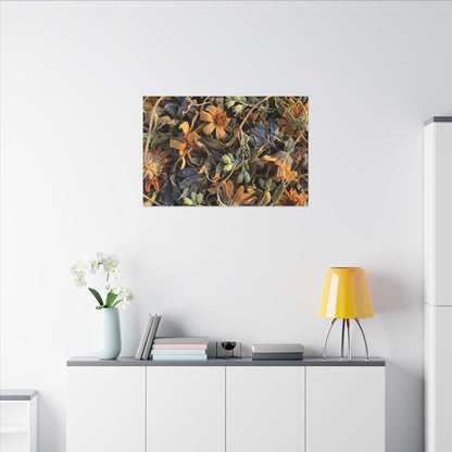 Spring Dried Flowers Japanese Pattern Canvas Art | Warm Decor
