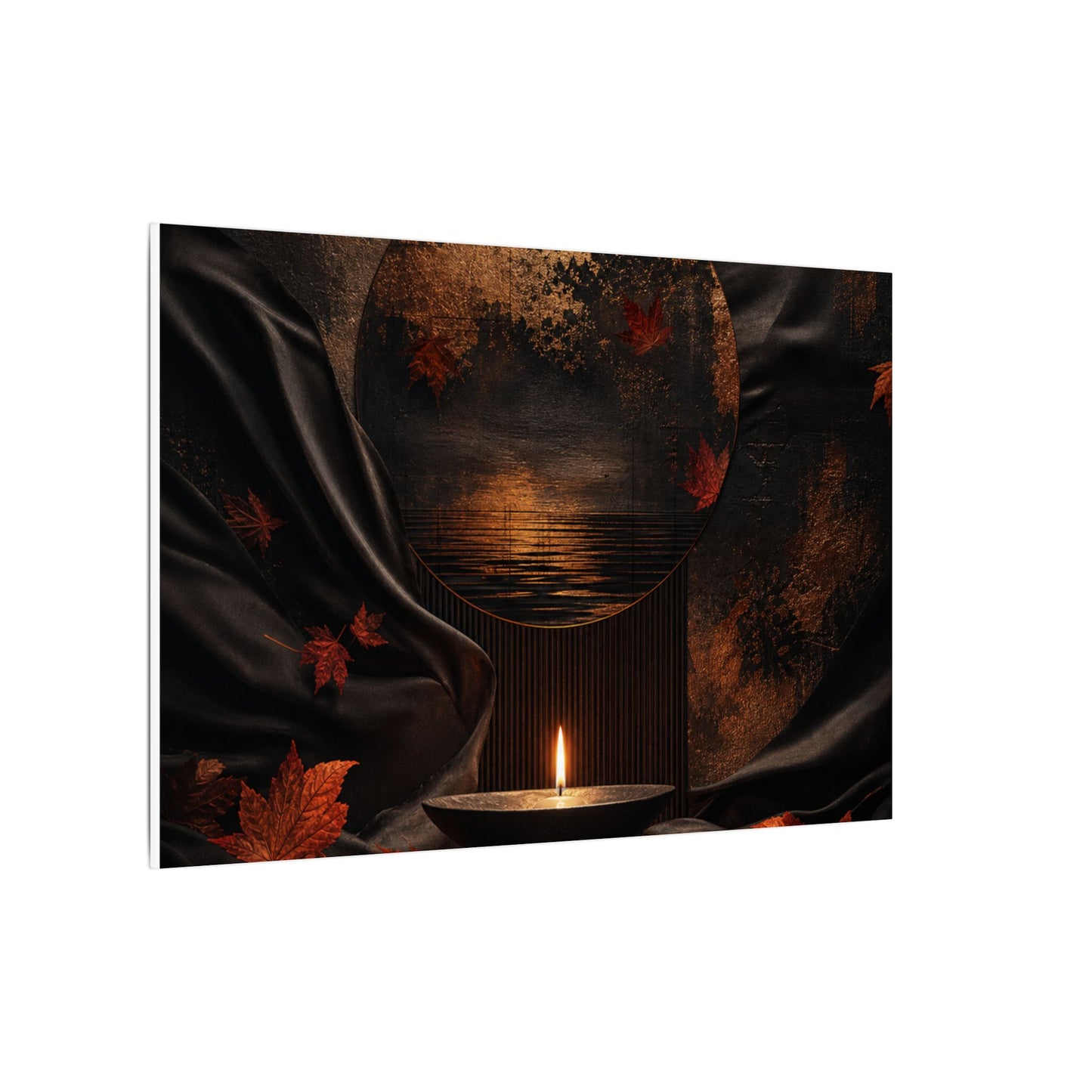 Silk Drape Autumn Canvas Art | Dark Japandi Moody Design