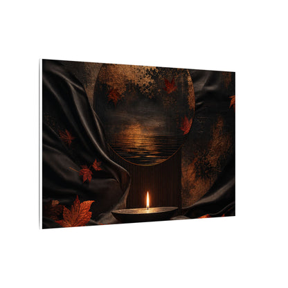 Silk Drape Autumn Canvas Art | Dark Japandi Moody Design