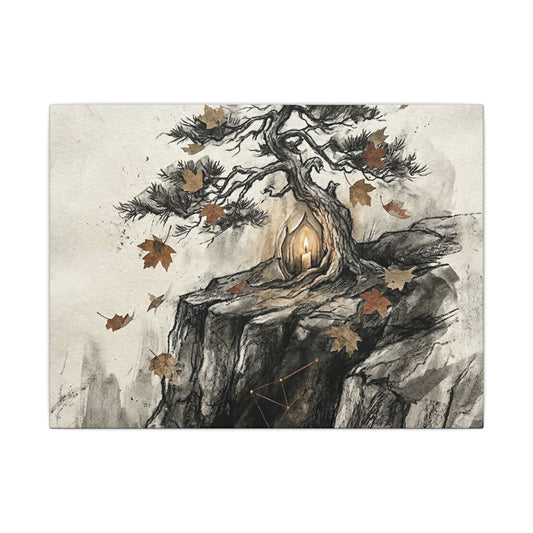 Pine Tree Autumn Canvas Art | Japandi Earthy Design