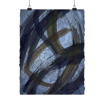 Ink Brushstroke Winter Wall Art Print | Dark Japandi Bold Design Art Print