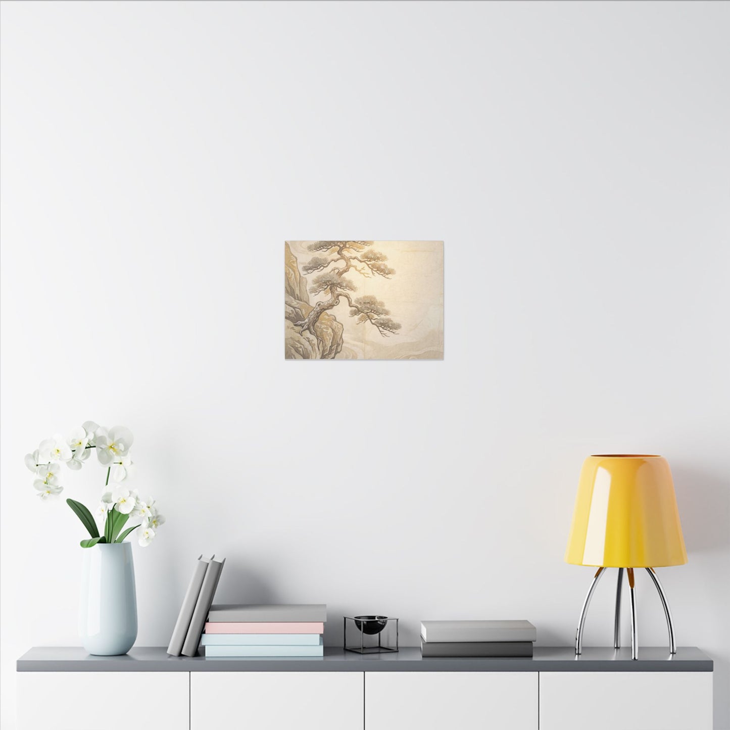 Winter Pine Tree Japanese Pattern Canvas Art | Elegant Decor