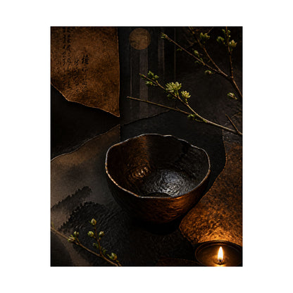 Moody Ceramic Bowl Wall Art Print - Shadow Zen Dark Japandi