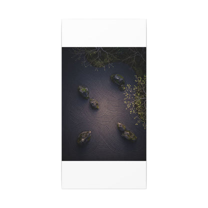Dark Japandi Rock Garden in Dawn | Shadow Zen Canvas Art