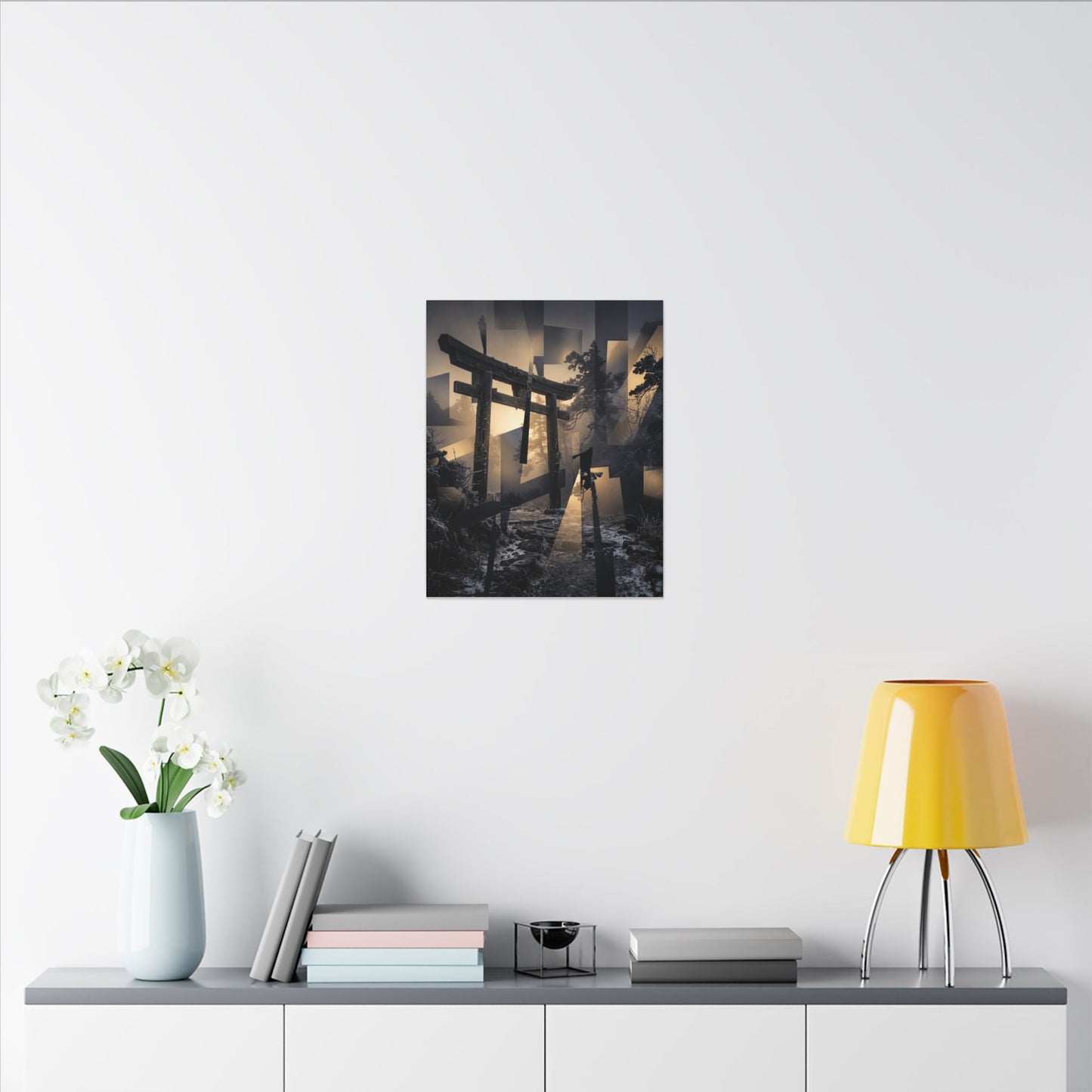 Winter Torii Gate Moody Minimal Canvas Art | Bold Decor