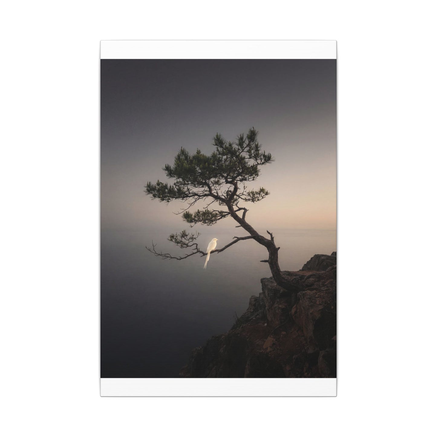 Dawn Pine Tree Canvas Art - Dark Japandi Datsuzoku