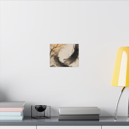 Japandi Ink Brushstroke in Golden Hour | Watercolor Canvas Art