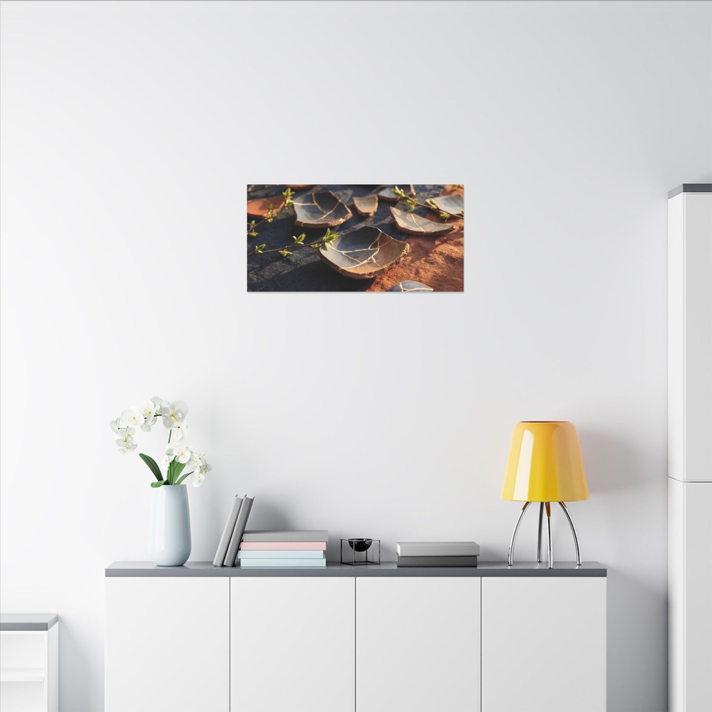 Spring Broken Pottery Gold Vein Canvas Art | Philosophical Decor