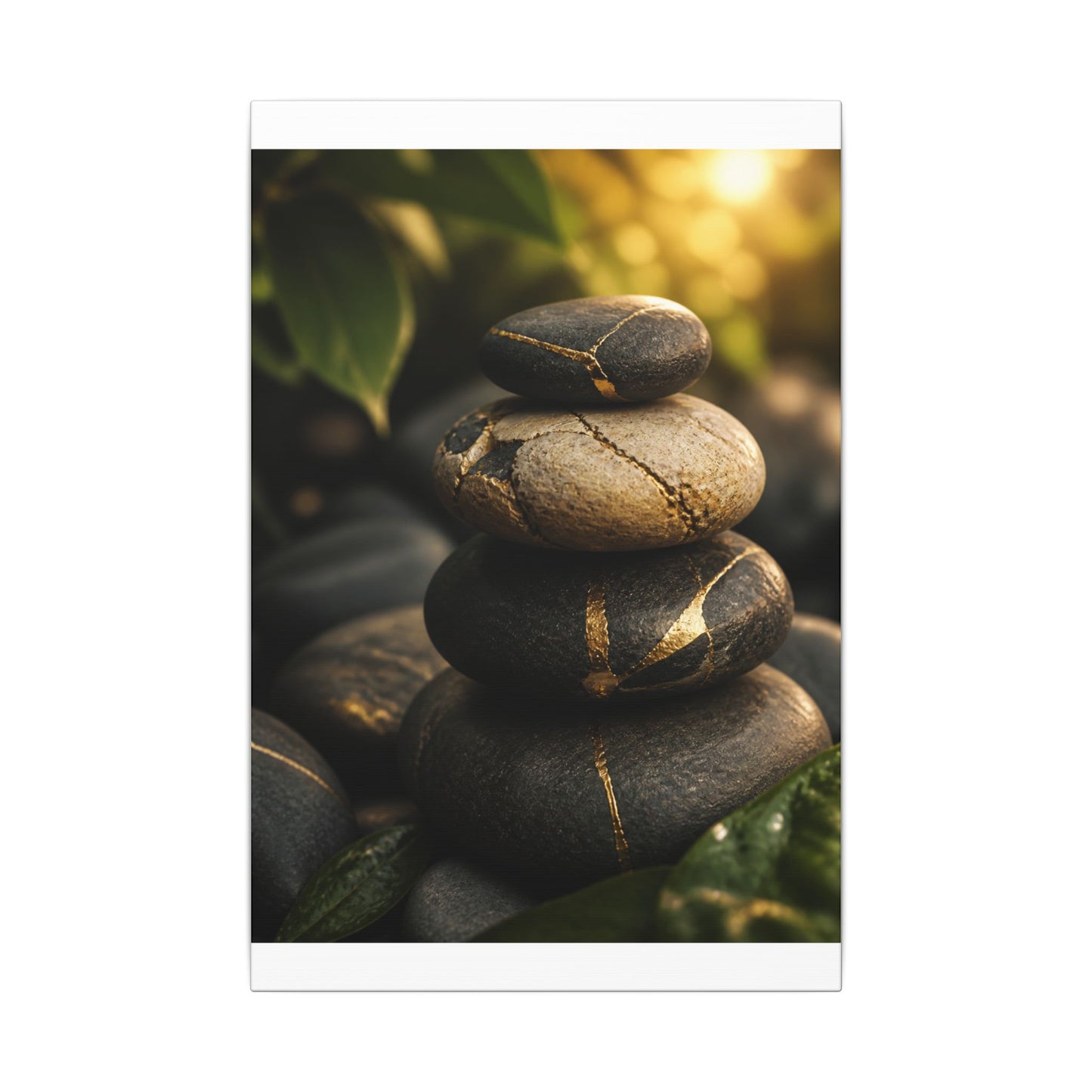Summer River Stones Broken Beauty Canvas Art | Healing Decor