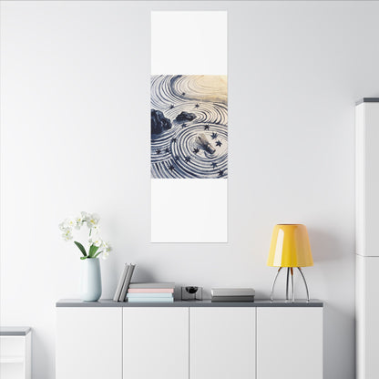 Zen Rock Garden in Golden Hour | Sumi E Canvas Art