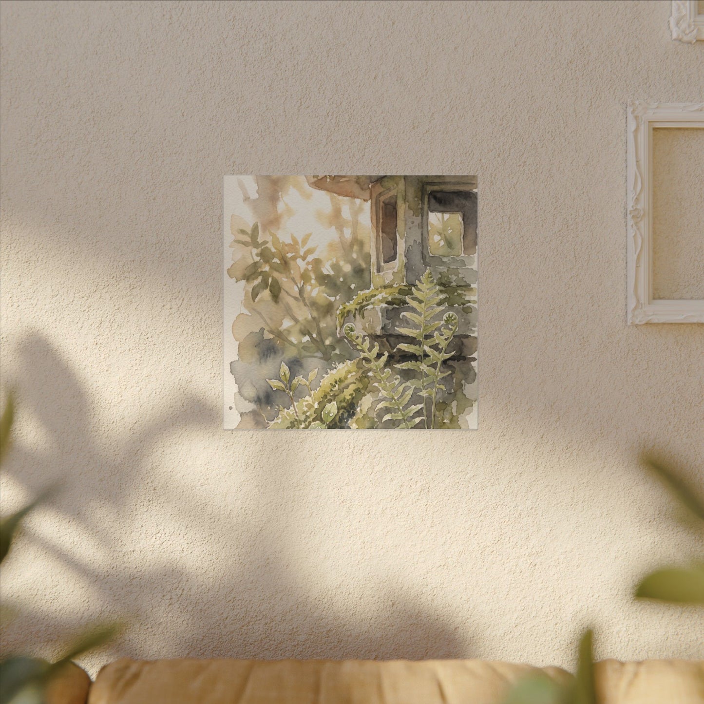 Earthy Stone Lantern Canvas Art - Watercolor Japandi
