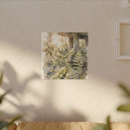 Earthy Stone Lantern Canvas Art - Watercolor Japandi