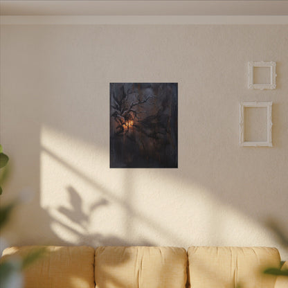 Winter Rust Patina Charcoal Ink Canvas Art | Atmospheric Decor