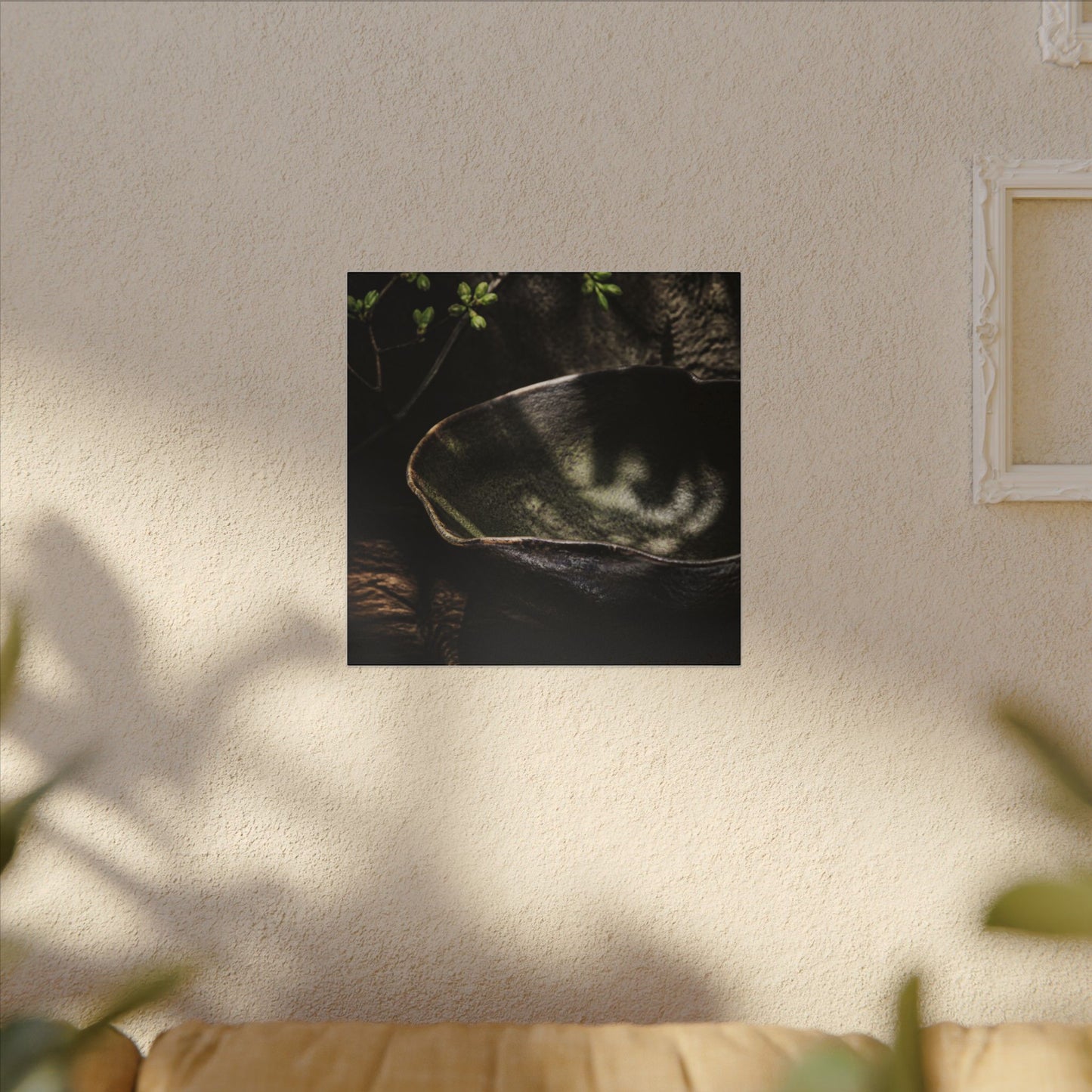 Sophisticated Ceramic Bowl Canvas Art - Dark Texture Dark Japandi