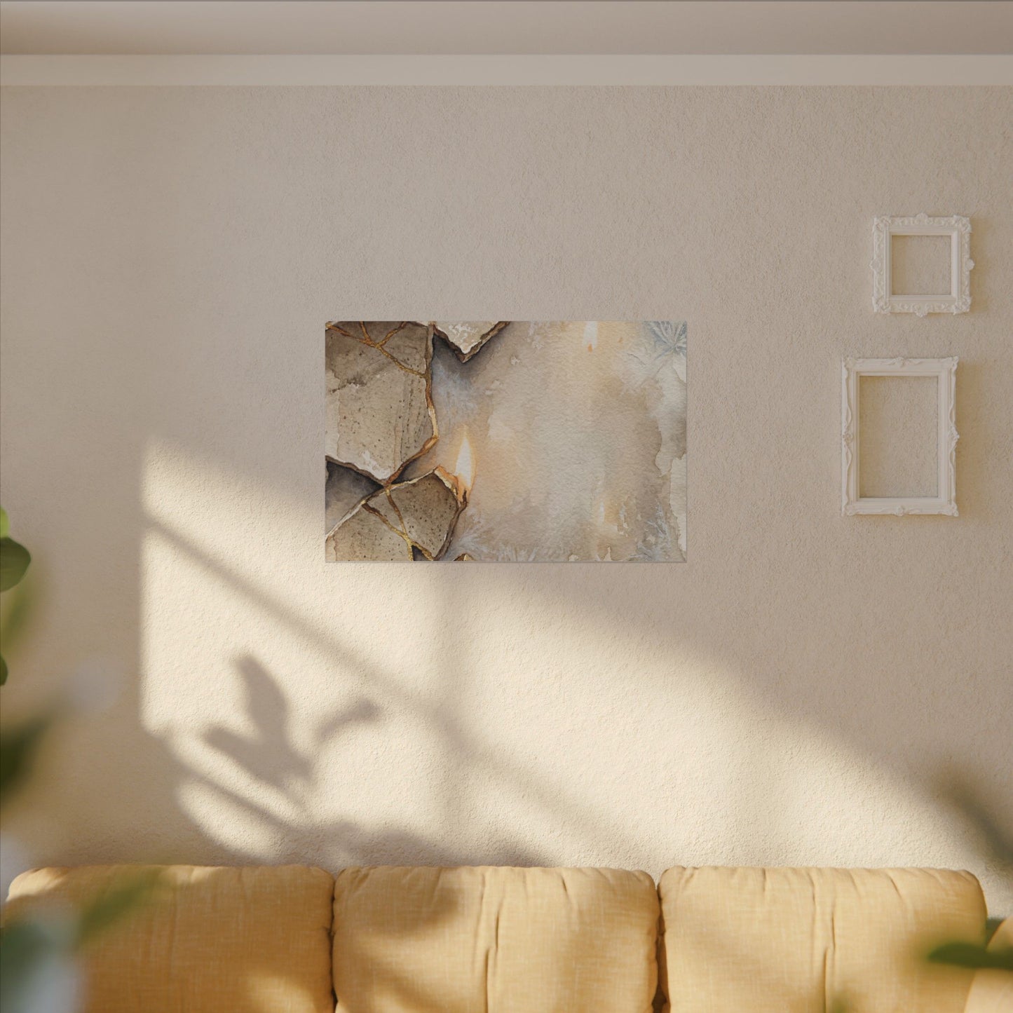 Broken Pottery Winter Canvas Art | Japandi Warm Design