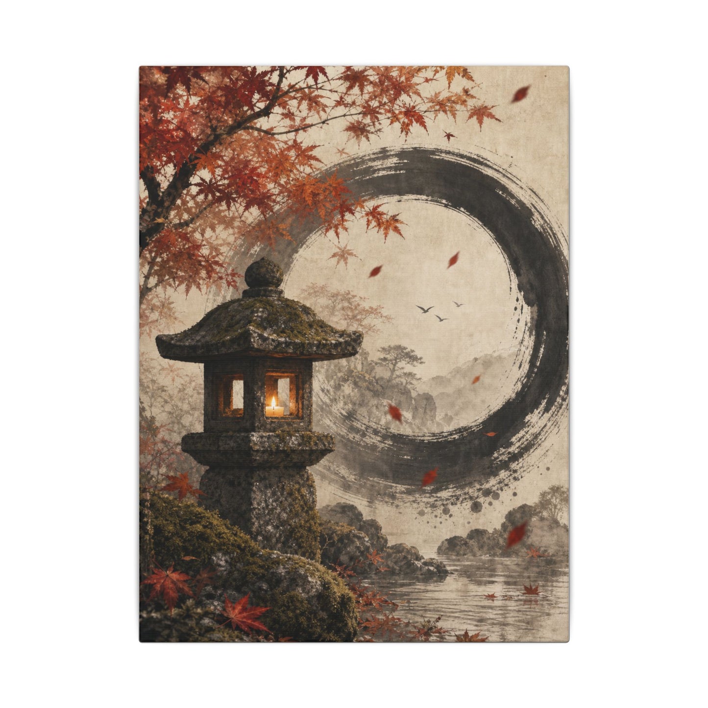 Ma Stone Lantern Canvas Art - Zen Enso