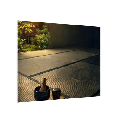 Dark Japandi Tea Ceremony in Golden Hour | Dark Texture Canvas Art