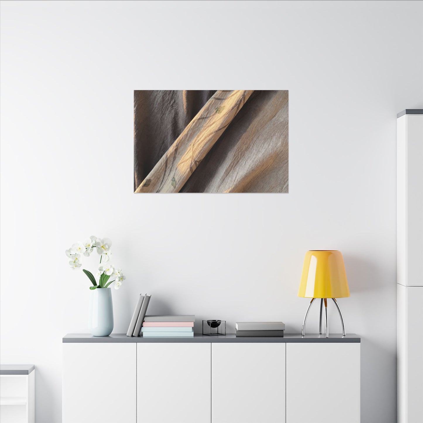 Warm Silk Drape Canvas Art - Japanese Pattern Japandi