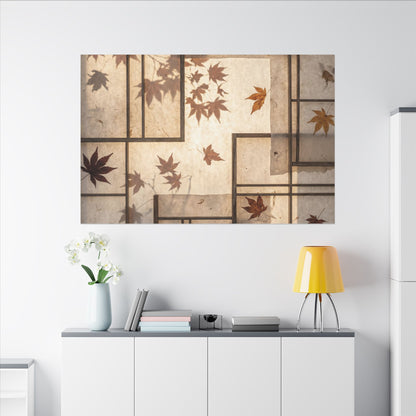Shoji Screen Japanese Pattern Canvas Art | Neutral Japandi Art