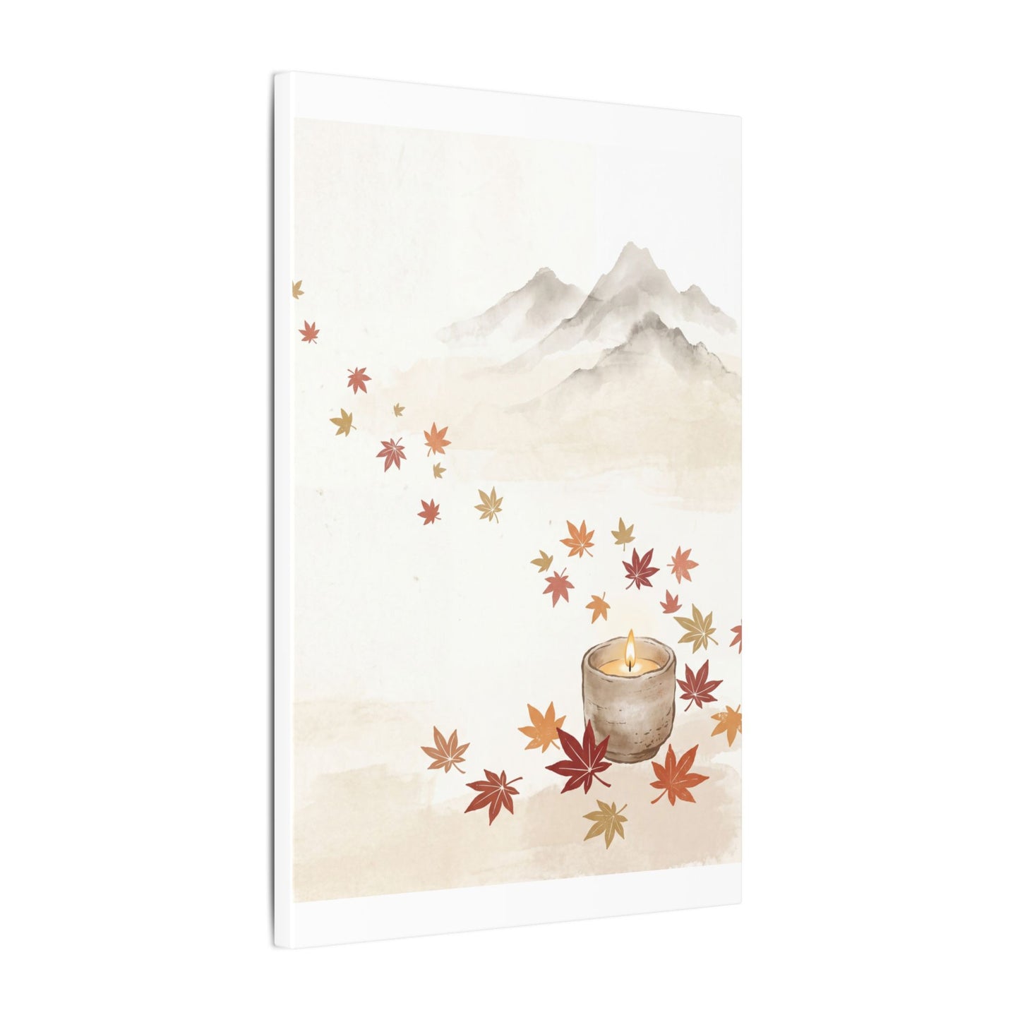 Earthy Mountain Mist Canvas Art - Japanese Pattern Japandi
