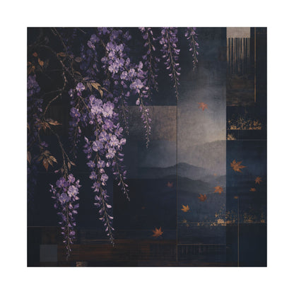 Dawn Wisteria Canvas Art - Dark Japandi Fukinsei