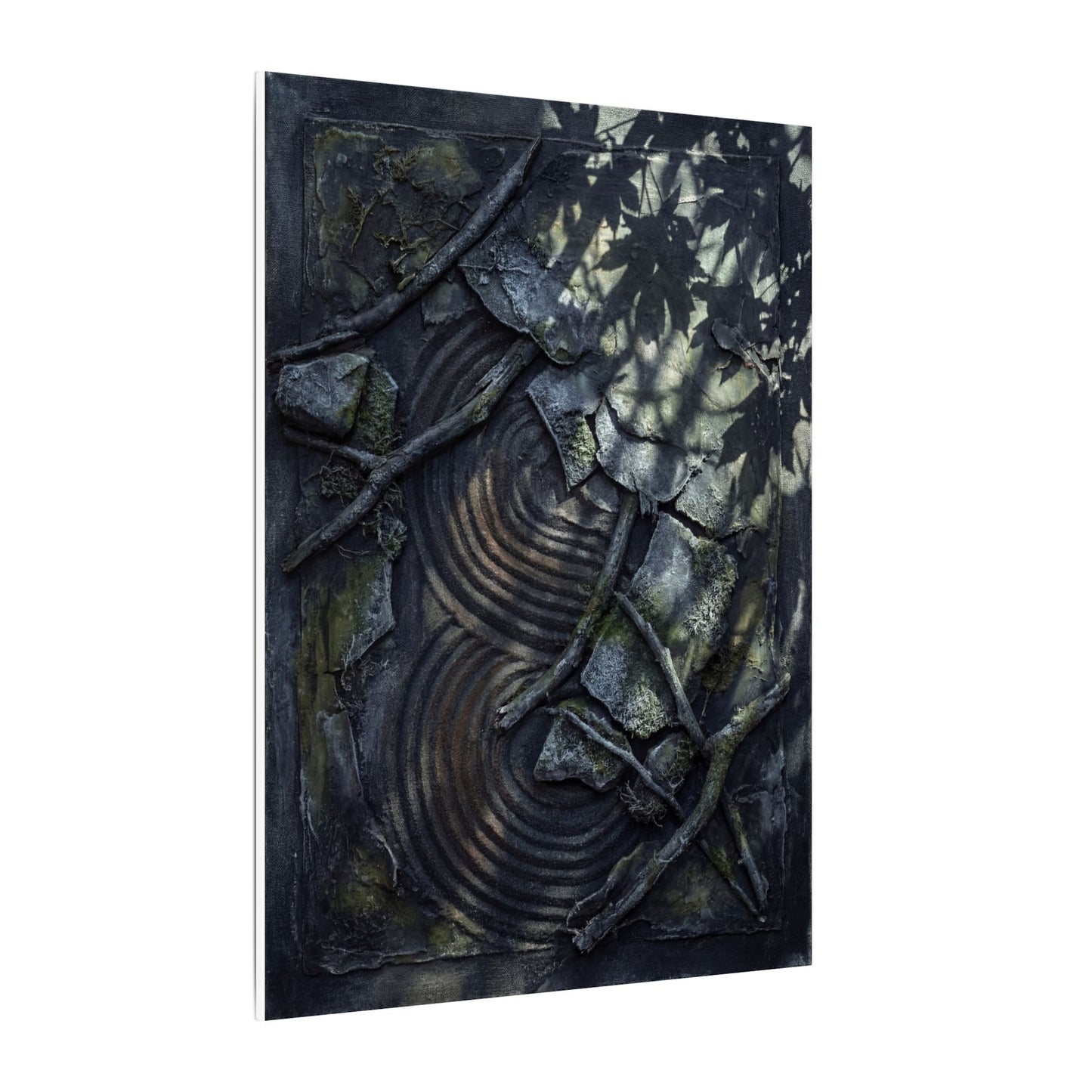 Rock Garden Canvas Art | Winter Dark Japandi Dark Texture Art