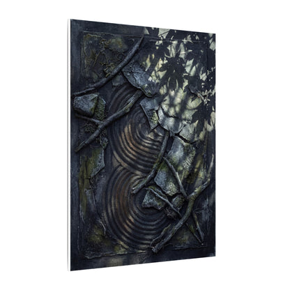 Rock Garden Canvas Art | Winter Dark Japandi Dark Texture Art