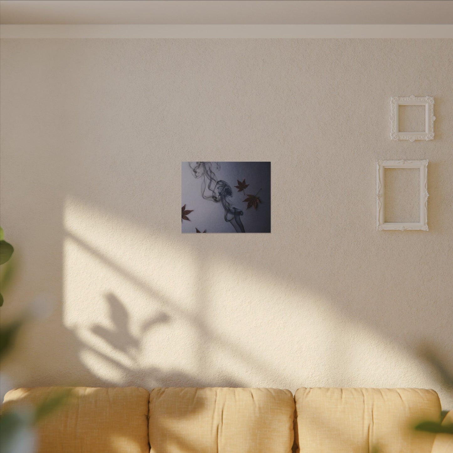 Dark Japandi Incense Smoke in Dawn | Moody Minimal Canvas Art