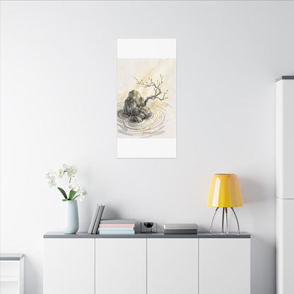 Serene Rock Garden Canvas Art - Sumi E Zen